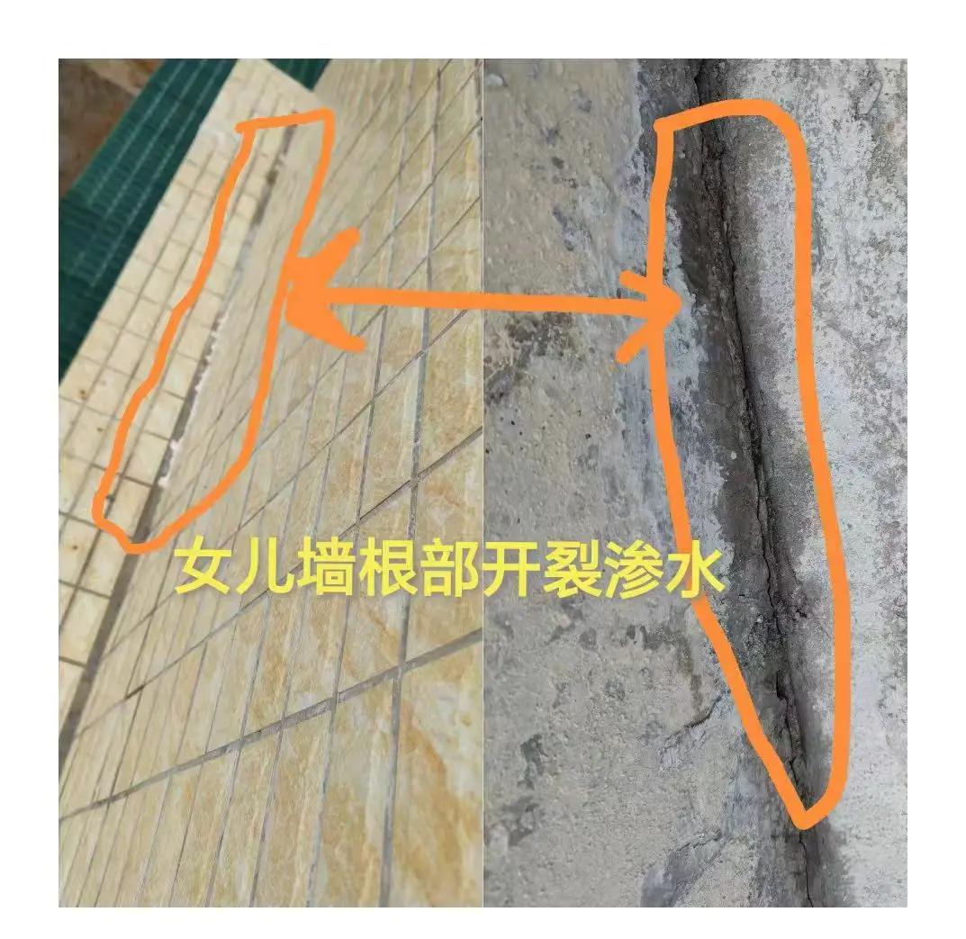 女儿墙渗漏现状分析节点图