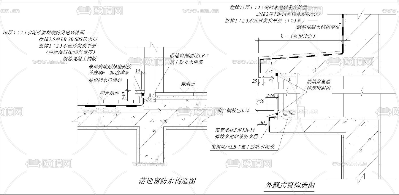 飘窗节点防水构造